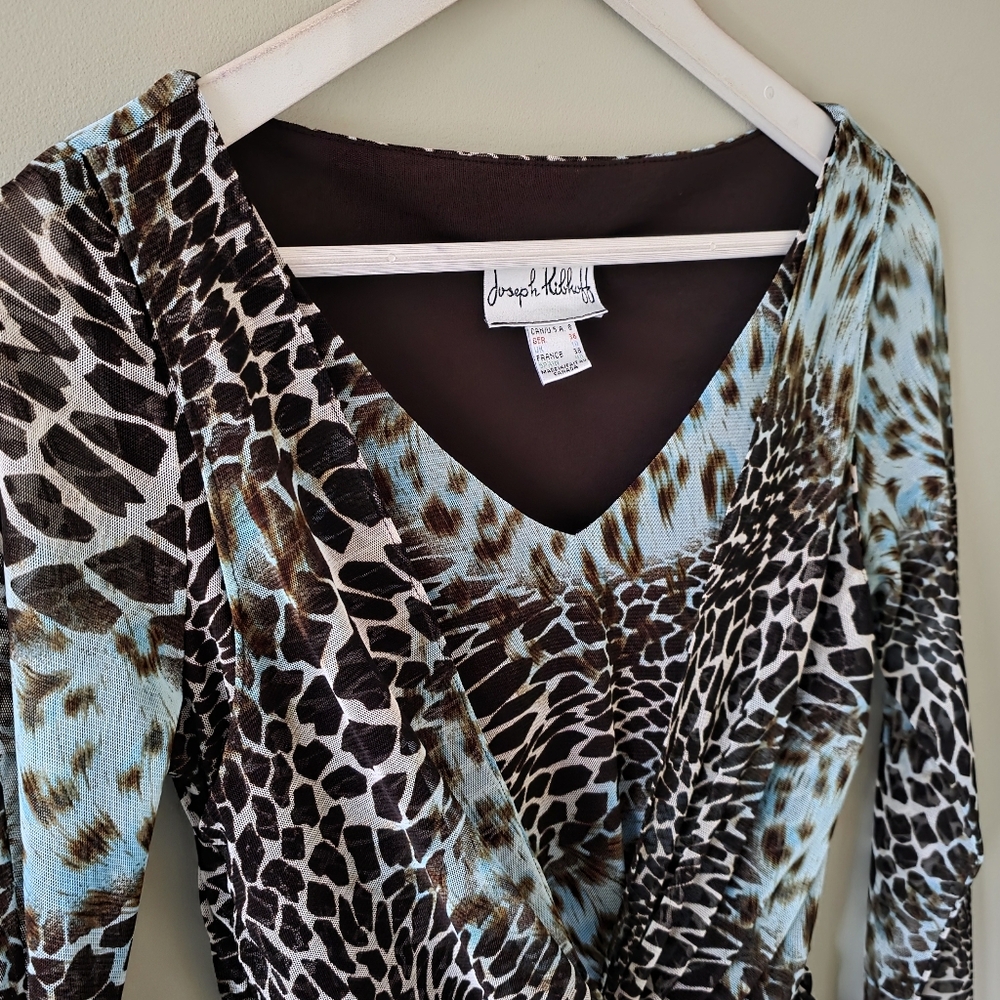 Joseph Ribkoff Leopard Print Top - Brown and Blue - Picture 5 of 12